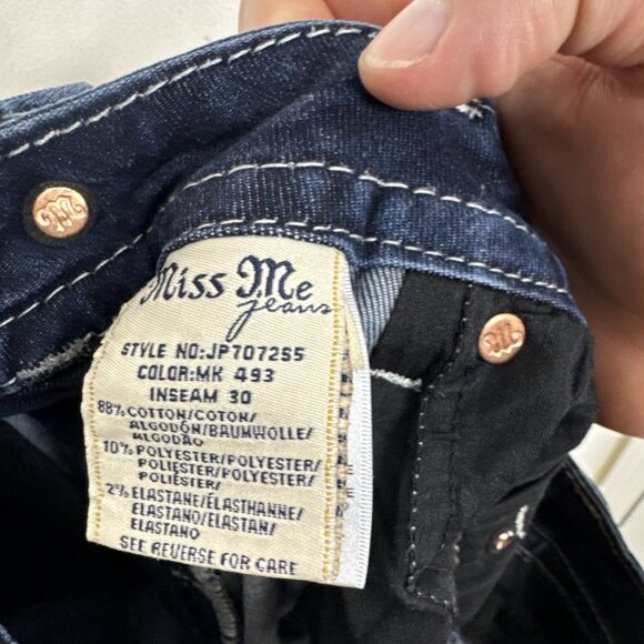 Miss Me Skinny Stretch Angel Wings Woman 28X30 Blue Jeans Denim - Picture 7 of 7